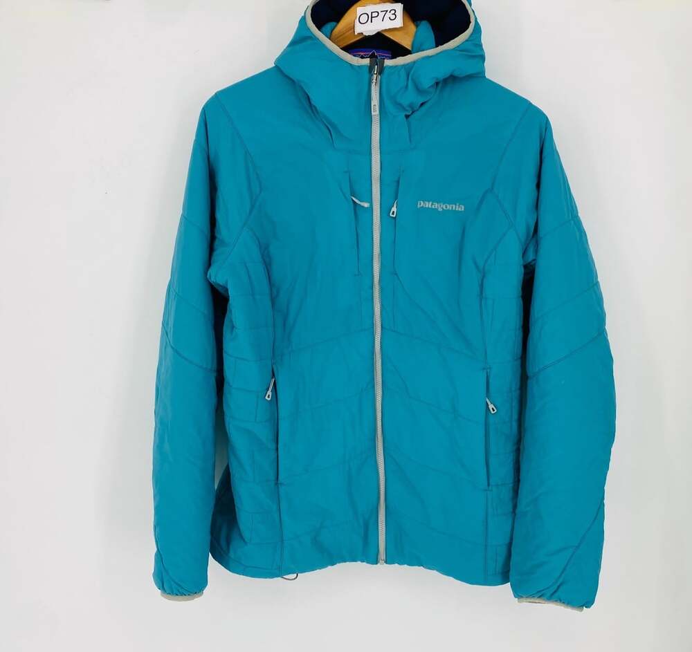 Patagonia Womens Large Teal Curacao Nano-Air Hoody Jacket Puffer Full Zip Puffer